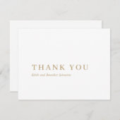 ミニマルモダン金ゴールド結婚ズ サンキューカード (正面/裏面)
