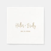 ミニマルモダン金ゴールド結婚ズ スタンダードカクテルナプキン (正面)