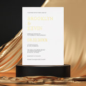 ミニマルモダン金ゴールド結婚ズ | QRコード 箔招待状