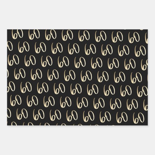 ミニマルモダン金ゴールド60歳の誕生日パーティー ラッピングペーパーシート (正面)