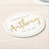 ミニマルモダン1月の誕生日は古い金ゴールド ラウンドペーパーコースター (アングル)