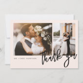 ミニマルモダン2枚の写真結婚の サンキューカード (正面)