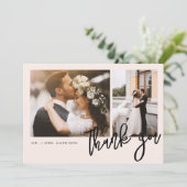 ミニマルモダン2枚の写真結婚の サンキューカード (スタンド正面)