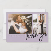 ミニマルモダン2枚の写真結婚の サンキューカード (正面)