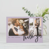 ミニマルモダン2枚の写真結婚の サンキューカード (スタンド正面)