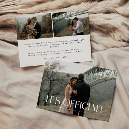 ミニマルモダン3枚写真ウェディングエロープメント 案内状