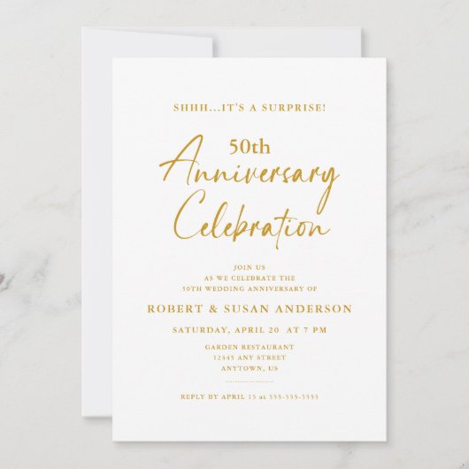 ミニマルモダン50周年結婚を祝う 招待状 (正面)