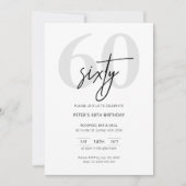 ミニマルモダン60歳誕生日パーティー招待状 招待状 (正面)