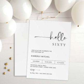 ミニマルモダン60th誕生日パーティーへの招待 招待状