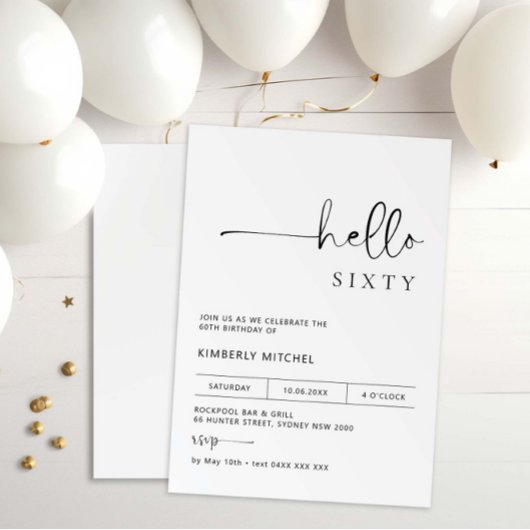 ミニマルモダン60th誕生日パーティーへの招待 招待状