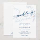 ミニマルモダン ウィクアセット リゾート マップ ウェディング 招待状 (正面/裏面)