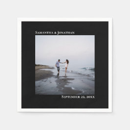 ミニマルモダン・エレガンス結婚ブラックの写真 スタンダードカクテルナプキン