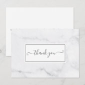 ミニマルモダン グレーマーブル スクリプト サンキューカード (正面/裏面)