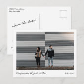 ミニマルモダン スクリプトレター フォト ウェディング 案内ポストカード (正面/裏面)