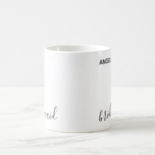 ミニマルモダン タイポグラフィ ウェディング ブライズメイド ギフト コーヒーマグカップ (中央)