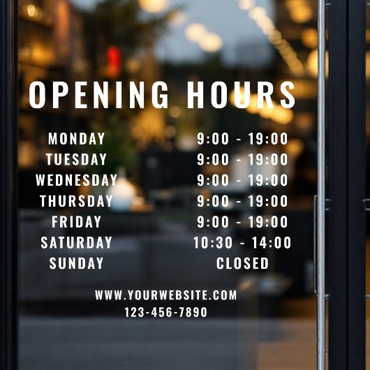 ミニマルモダン ビジネス営業時間 白 ウィンドウサイン