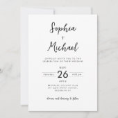 ミニマルモダン フォト詳細 QR ウェブサイト ウェディング 招待状 (正面)