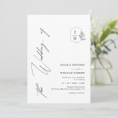 ミニマルモダン フォリアージ モノグラム クレスト ウェディング 招待状 (スタンド正面)