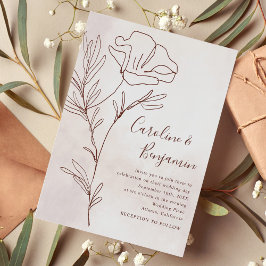 ミニマルモダン フラワースケッチ エレガント ウェディング 招待状