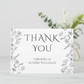 ミニマルモダン フラワー エレガント ウェディング サンキューカード (スタンド正面)