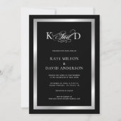 ミニマルモダン ブラック ホワイト シルバー ウェディング 招待状 (正面)