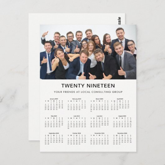 ミニマルモダン | 2019年会社フォトカレンダー ポストカード (正面/裏面)