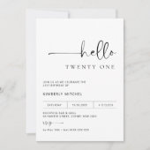 ミニマルモダン 21歳の誕生日パーティー招待状 招待状 (正面)