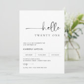 ミニマルモダン 21歳の誕生日パーティー招待状 招待状 (スタンド正面)