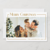 ミニマルモダンChristmas Familyフォトマスタード金ゴールド シーズンカード (正面)