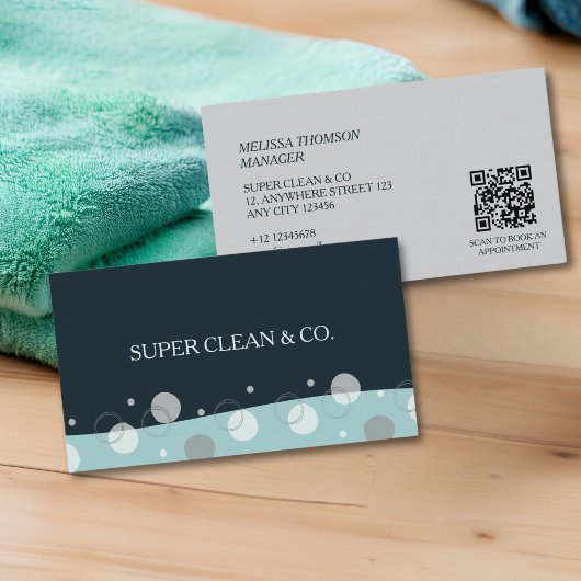 ミニマルモダンDark Blue Cleaning Services 名刺