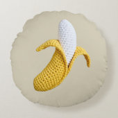 ミニマルモダンGrandmacore Cute Crochet Banana ラウンドクッション (正面)