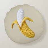 ミニマルモダンGrandmacore Cute Crochet Banana ラウンドクッション (裏面)