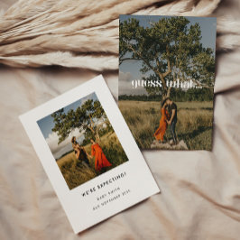 ミニマルモダン'Guess What' 2 Photo妊娠 案内状