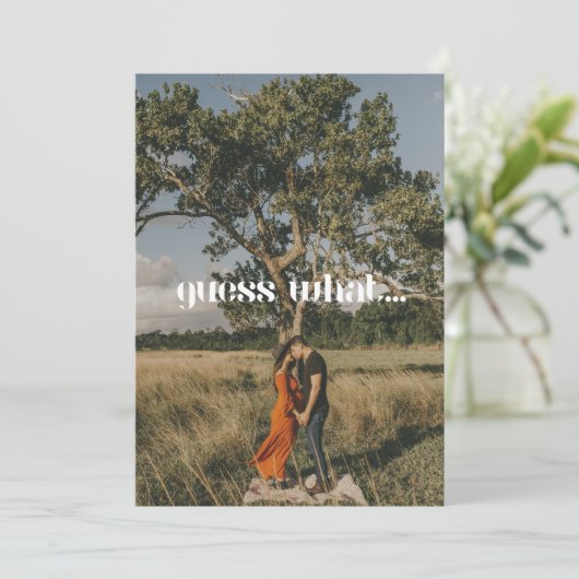 ミニマルモダン'Guess What' 2 Photo妊娠 案内状 (スタンド正面)