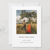 ミニマルモダン'Guess What' 2 Photo妊娠 案内状 (裏面)