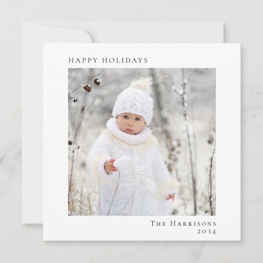 ミニマルモダンHappy Holidays Christmas写真 シーズンカード (正面)
