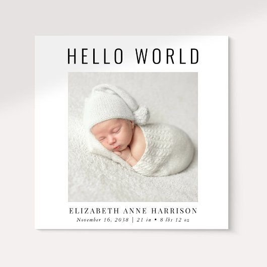 ミニマルモダンHello World Photo誕生 案内状