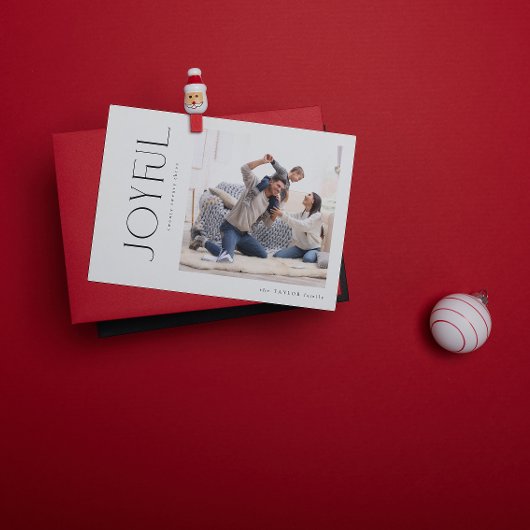 ミニマルモダンJoyful Family Photo Christmas シーズンカード