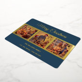 ミニマルモダンMerry Christmas Family写真 箔シーズンカード (回転した状態)