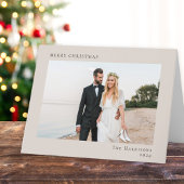 ミニマルモダンMerry Christmas Taupe写真 シーズンカード