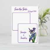 ミニマルモダンPurple Iris Save the Date 結婚's 招待状 (スタンド正面)