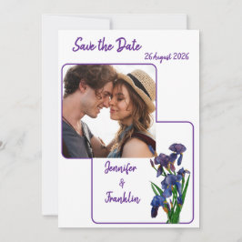ミニマルモダンPurple Iris Save the Date 結婚's 招待状