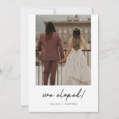 ミニマルモダンScript Photo結婚 Elopment 案内状 (正面)