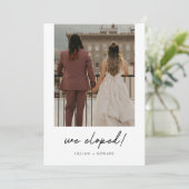 ミニマルモダンScript Photo結婚 Elopment 案内状 (スタンド正面)