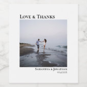ミニマルモダンSquare写真ラヴ&感謝してい結婚ズ ワインラベル (シングルラベル)