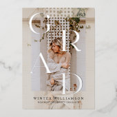 ミニマルモダンType Sear Cream Overlay Grad Photo 箔招待状 (正面)