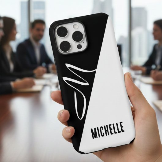 ミニマルモノクロ分エレガント割スクリプトモノグラム Case-Mate iPhoneケース