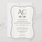 ミニマルモノグラストライプのム白オールインワン結婚ズ 招待状 (正面)