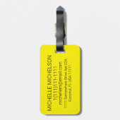 ミニマルモノグラムのイエローラゲージタグ ラゲッジタグ (裏面縦)