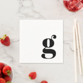 ミニマルモノグラムのイニシャルレトロシンプルホワイト スタンダードカクテルナプキン (インサイチュ)